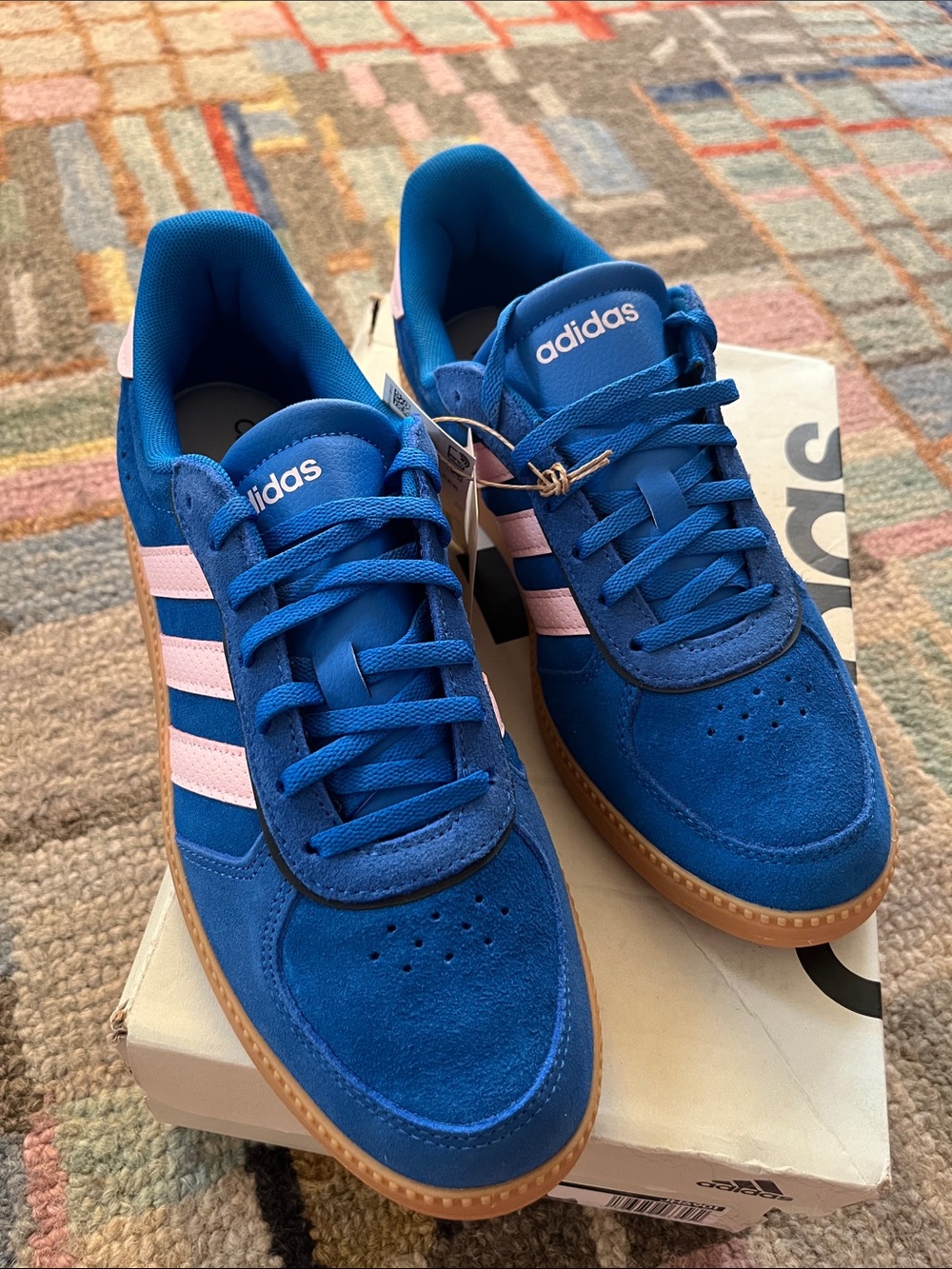 Adidas Breaknet Sleek Royal Blue & Light Pink Suede Sneakers
